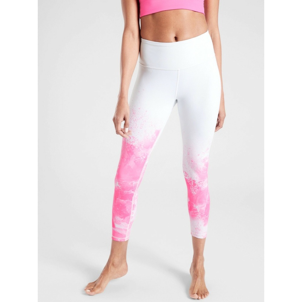 Athleta Elation 7/8 Large White Pink Ombre Mineral High Rise Active Gym Leggings